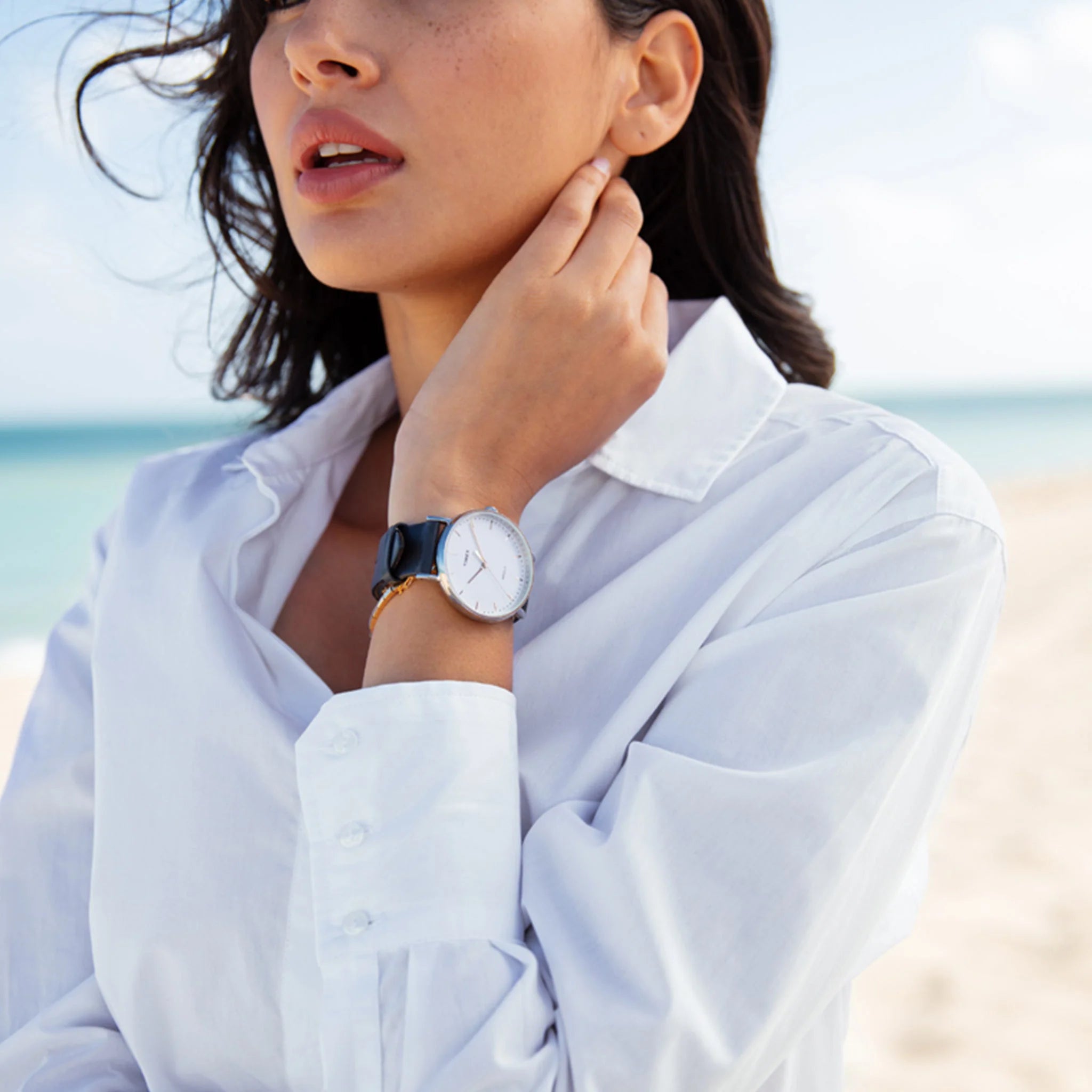 Montre unisexe Timex en cuir gris, cadran blanc | Tw2p91300