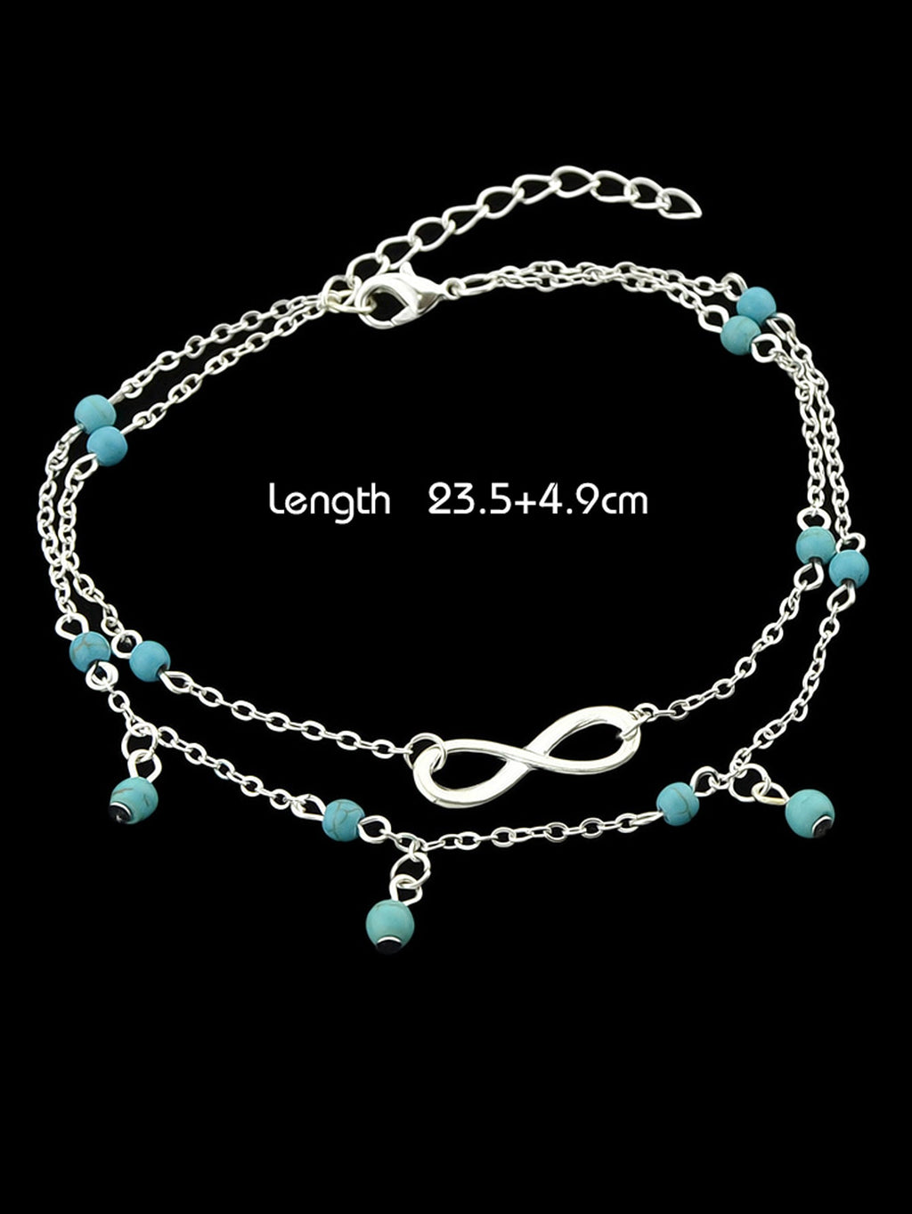 1 pièce Chaîne de cheville double couche Turquoise Infinity Bijoux de plage pieds nus