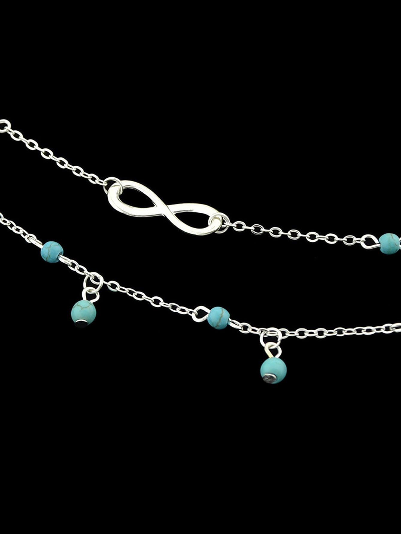 1 pièce Chaîne de cheville double couche Turquoise Infinity Bijoux de plage pieds nus