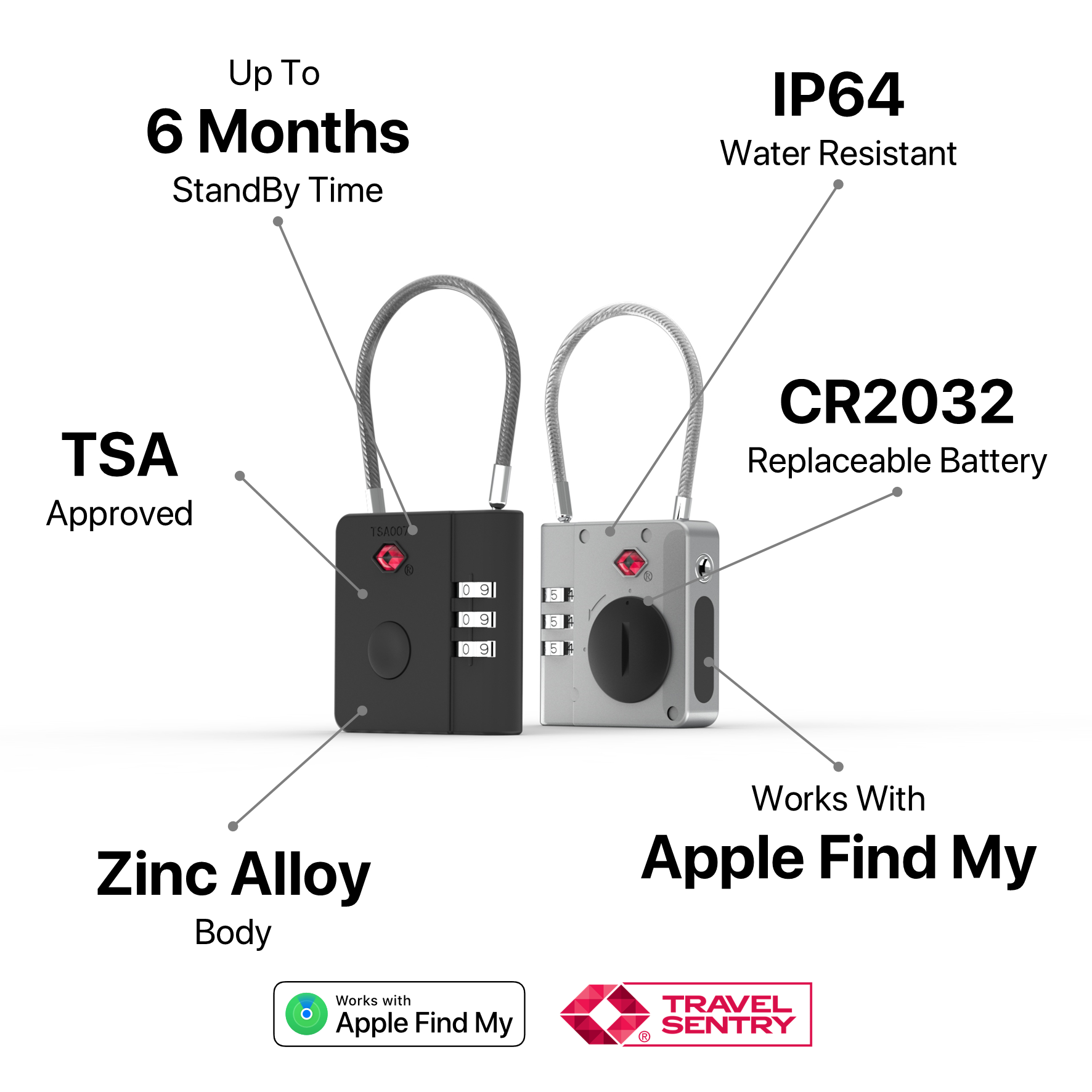AirLock - Cadenas de voyage intelligent anti-perte TSA
