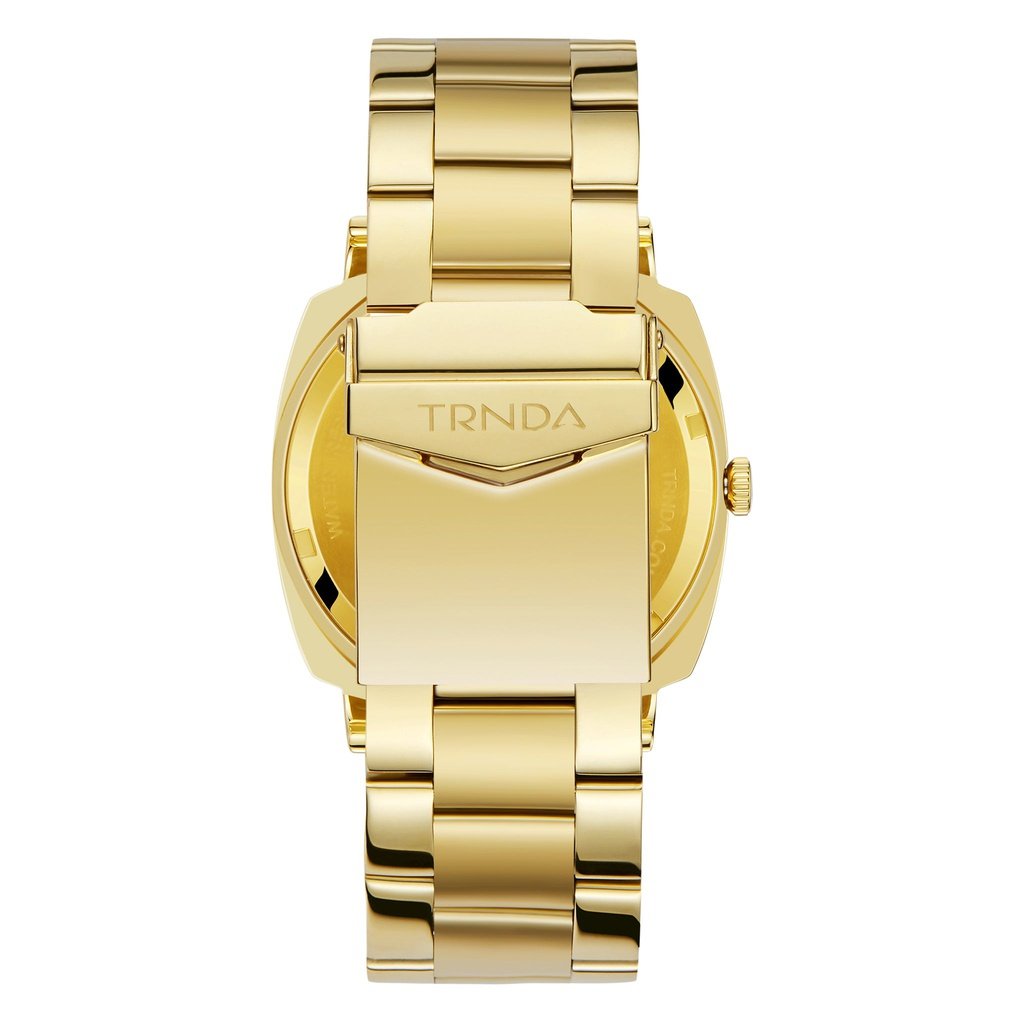Montre homme Trnda en acier inoxydable doré, cadran bleu | Tr45gdb