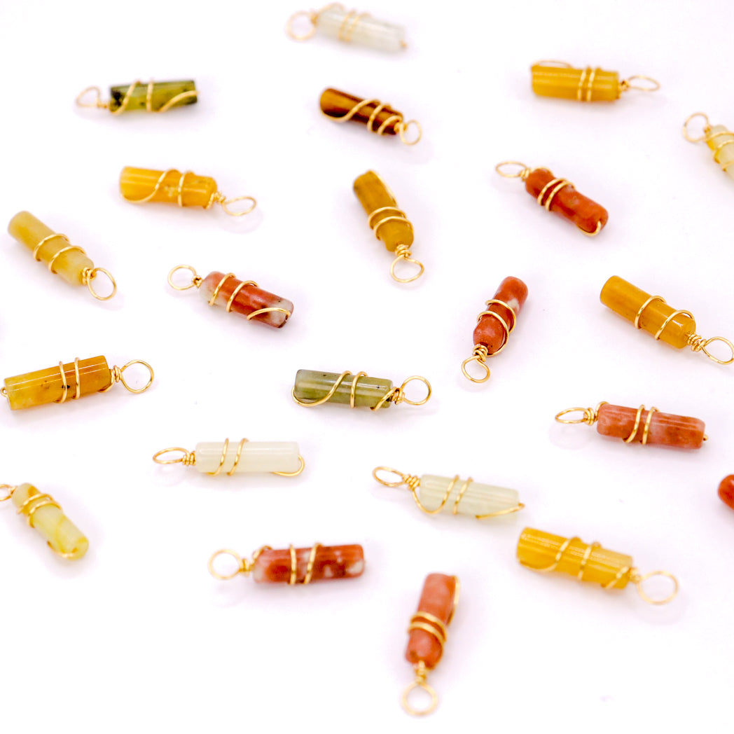 Pendentifs | Mini piliers en Jade "Fleurs de prunier"