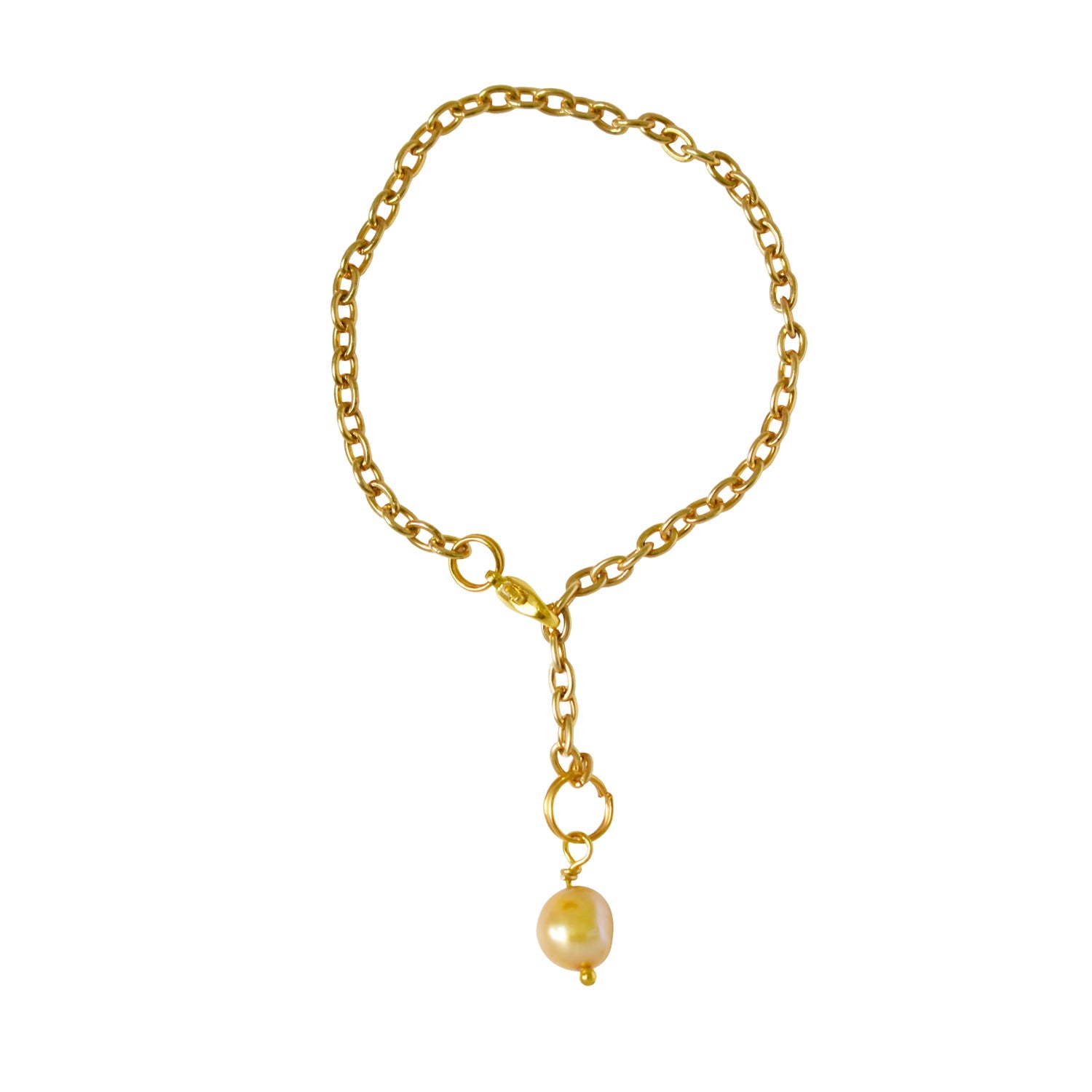 Bracelet de cheville ou bracelet ajustable en perles d'eau douce dorées sur chaîne plaquée or | par Ifemi Jewels