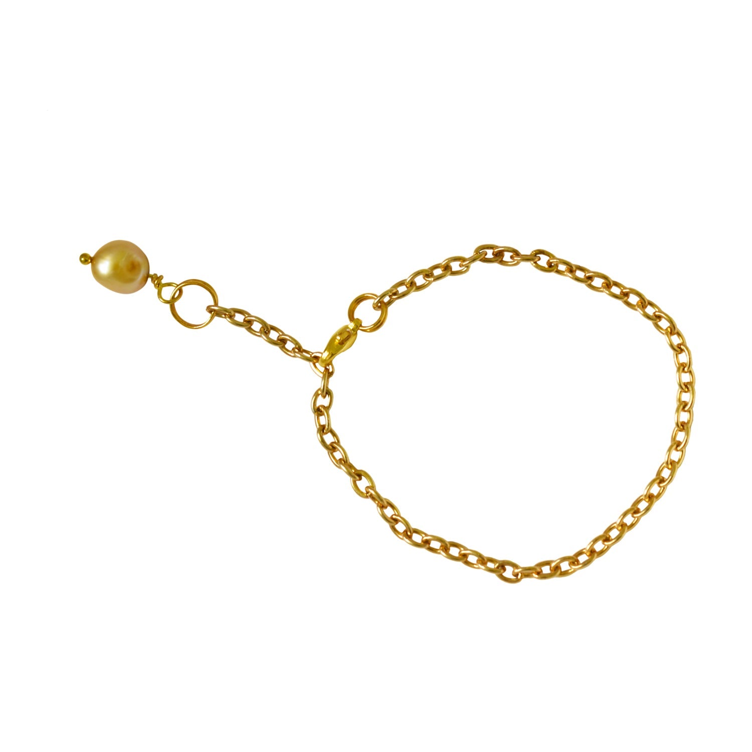 Bracelet de cheville ou bracelet ajustable en perles d'eau douce dorées sur chaîne plaquée or | par Ifemi Jewels