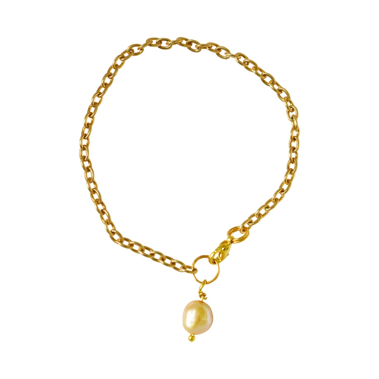 Bracelet de cheville ou bracelet ajustable en perles d'eau douce dorées sur chaîne plaquée or | par Ifemi Jewels